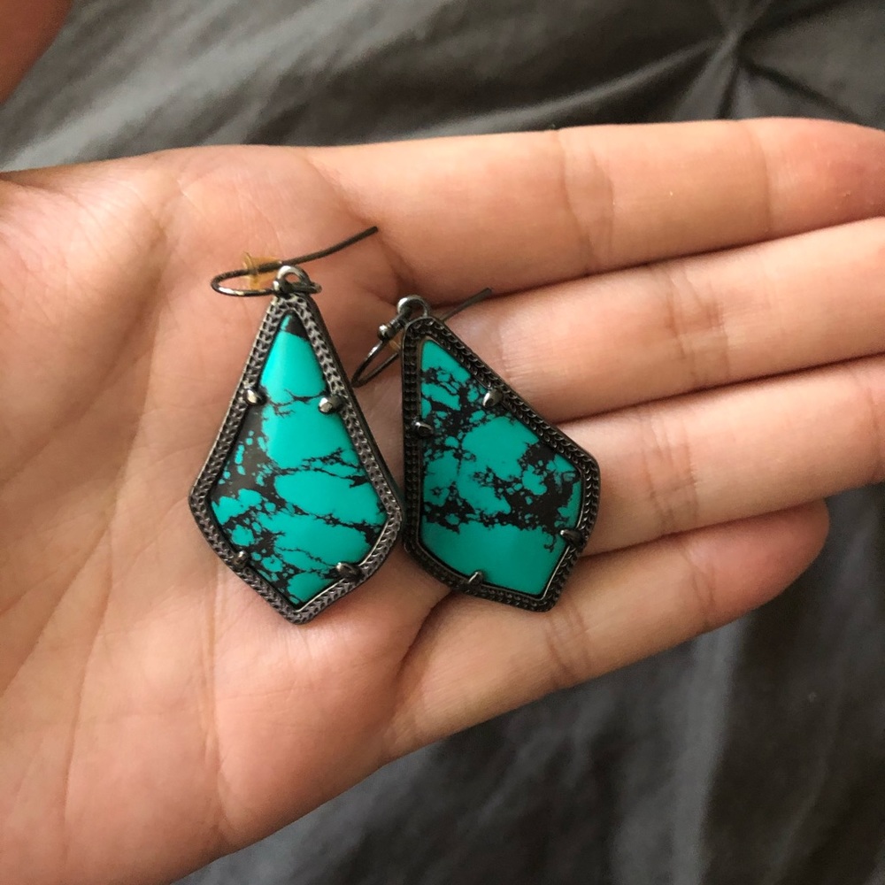 Alex turquoise and gunmetal earrings